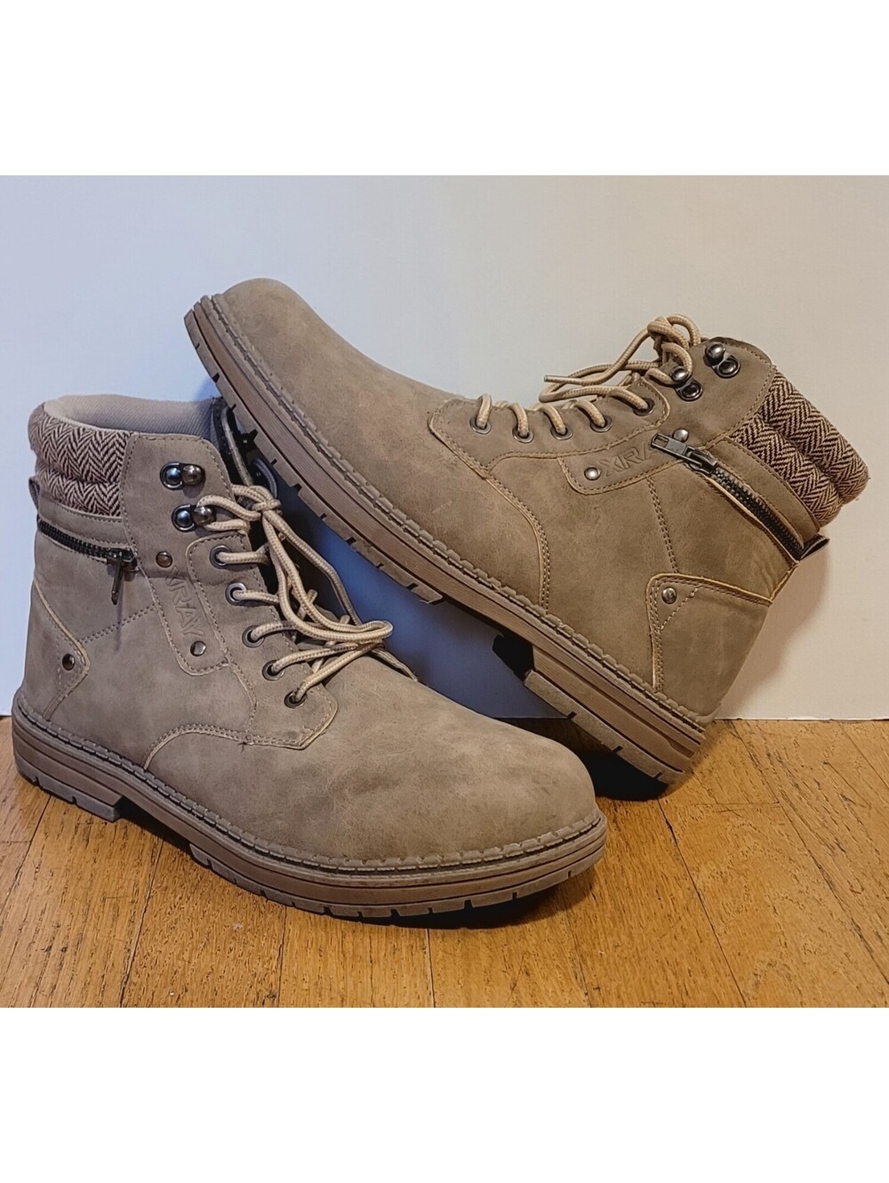 XRay Men's Cushioned Gray Hiking Work Boots Size 10.5
